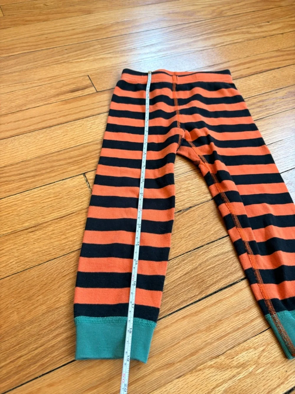 Hanna Andersson Kids Orange and Black Striped Halloween Leggings Pj Pants